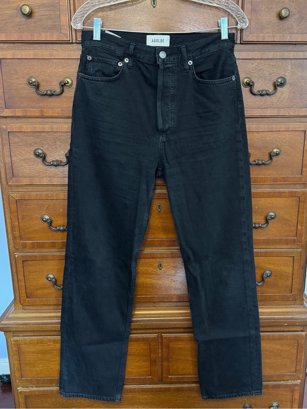 AGOLDE 90s Pinch Waist Black High Rise Straight Jeans 27 Minimalist Y2K